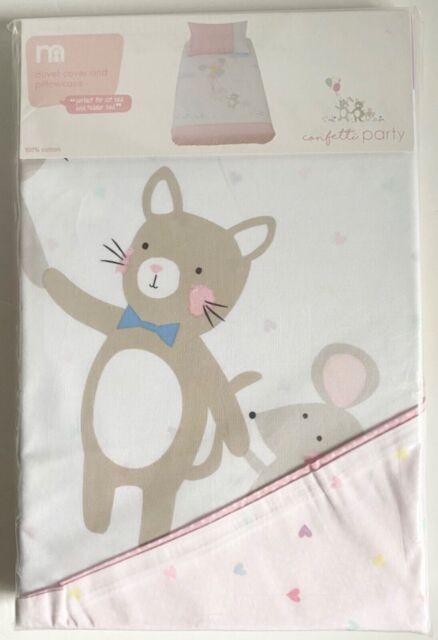Mothercare Cot Or Toddler Bed Duvet Cover Set Pink Confetti Party