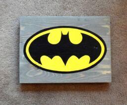 Wall Hanging Sign Batman Logo Handmade Reclaimed Pallet Plaque