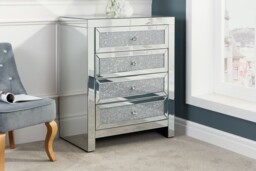Birlea Vienna Mirrored 4 Drawer Chest With Crystal Handle