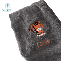 Tiger Embroidered Personalised Hand Towels