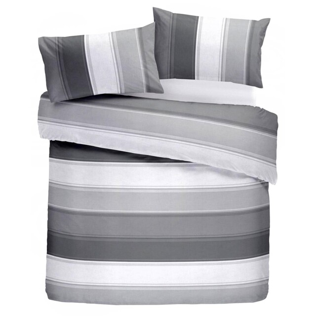 Fusion Duvet Cover And Pillow Case, 52% Polyester / Single, White Grey
