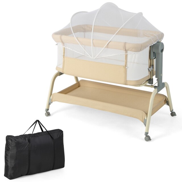Baby Bassinet Adjustable Newborn Bedside Crib Portable Infant Cradle