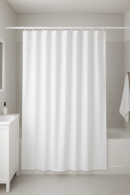 White 182cm X 182cm Water Repellant Mould Repellant Shower Curtain And