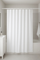 White 182cm X 182cm Water Repellant Mould Repellant Shower Curtain And