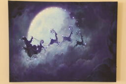 Christmas Santa Sleigh Scene Canvas Picture Print With Led Lights