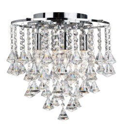 4 Lights Chrome Frame Flush Ceiling Fitting Light With Crystal Buttons