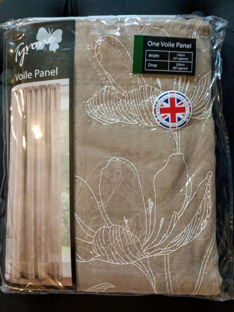Tyrone Voile Single Panel Flower Design 140cm Width 229cm Drop