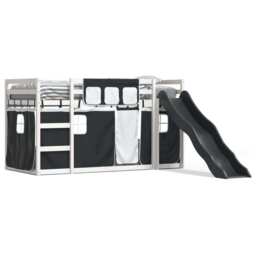 Bunk Bed With Slide And Curtains White And Black 90x200 Cm Vidaxl