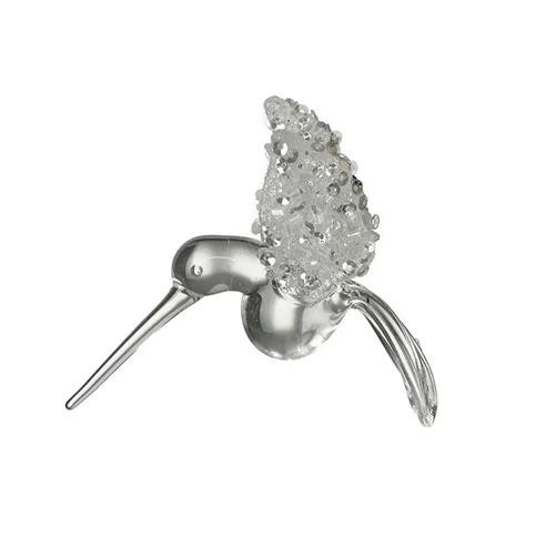 Glass Bird With Glitter Bauble 7x6cm