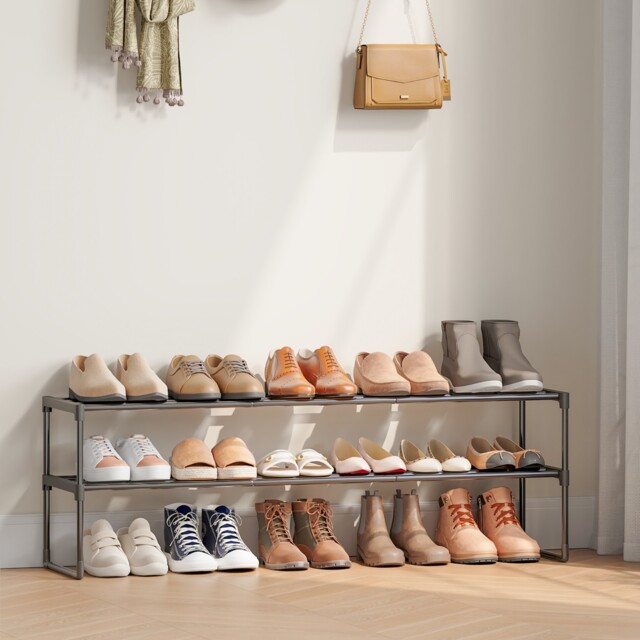Songmics 2-tier Shoe Rack, Fits 10 To 12 Pairs Of Shoes, Black