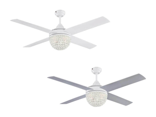 Ceiling Fan With Light Kit And Remote Control Kelcie White & Silver