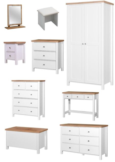 Bedroom Set Wardrobe Dressing Table Stool Mirror Chest Bedside Cabinet