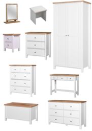 Bedroom Set Wardrobe Dressing Table Stool Mirror Chest Bedside Cabinet