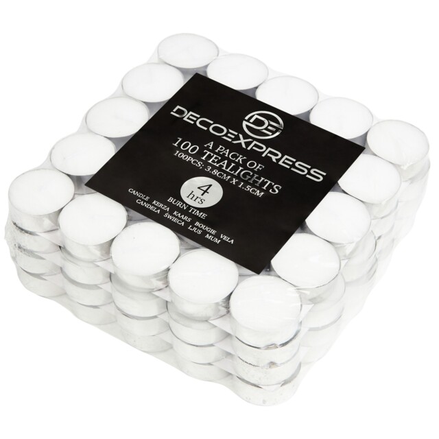 Deco Express Unscented Tealight Candle 4 Hours Pack Of 100 Home Decor