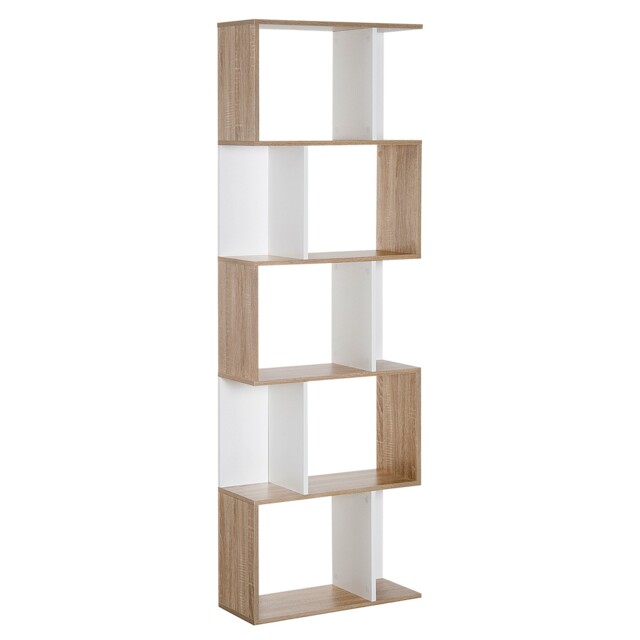 Homcom 5-tier Display Shelving Storage Bookcase S Shape Design Unit