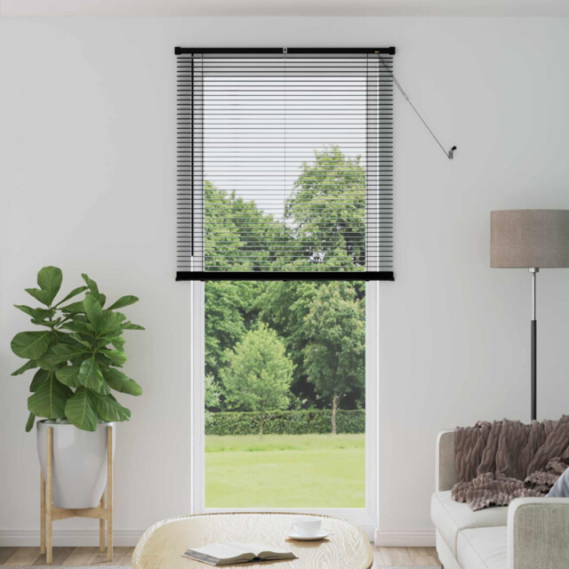 Venetian Blind Black Pvc 70x213cm Office Privacy Slats W/ Safety Clip