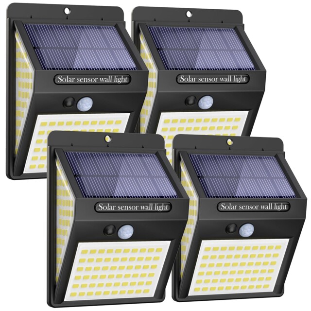 Litogo 4x 140led Solar Motion Sensor Lights Outdoor Garden Wall Fence