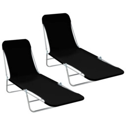Folding Sun Loungers 2 Pcs Steel And Fabric Black Vidaxl