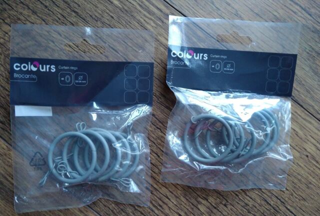 2 X 6 Pack Colours Grey Effect Curtain Rings With Eye-fit 25/28mm