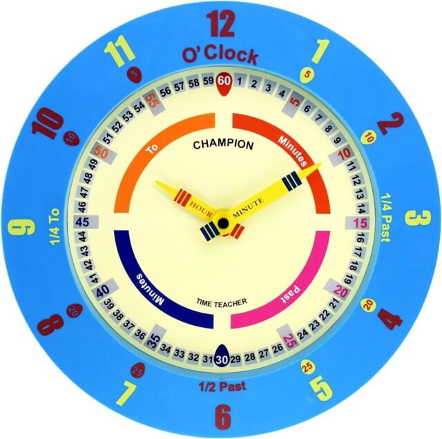 Time Teacher Learn To Tell The Time Nursery Kids Quartz Wall Clock