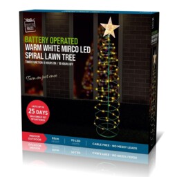 Festive Magic Warm White Christmas Timer Led Spiral Tree Stake Light