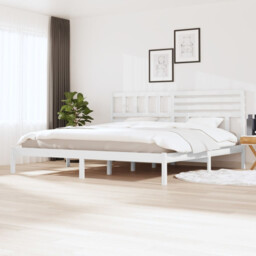 Bed Frame Solid Pinewood Small Single 75x190cm White Rustic Headboard