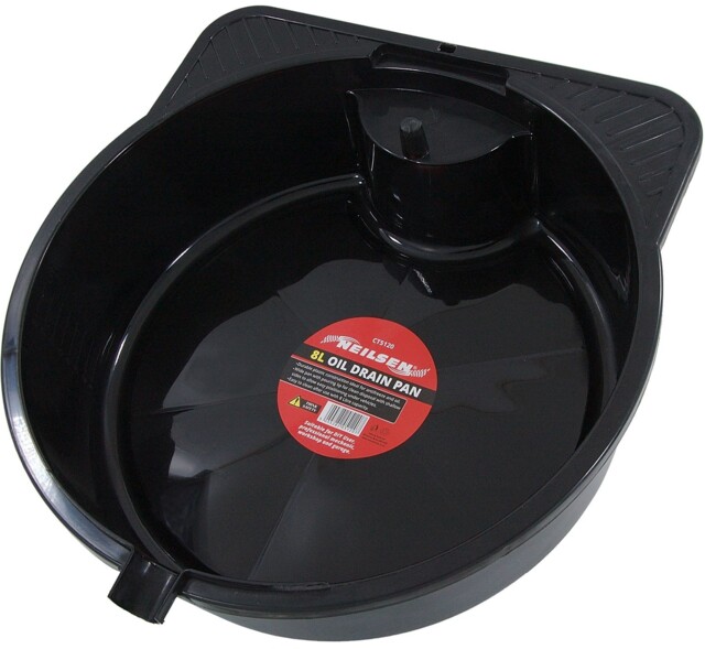 Oil Drain Pan 8 Litre Wide Under Vehicle Plastic Fluid Catch Tray