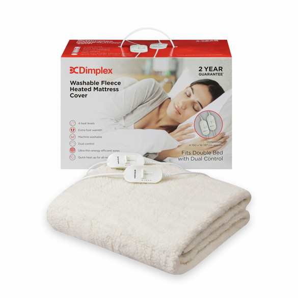 Dimplex Washable Double Electric Blanket Fleece Heated Mattress Cover