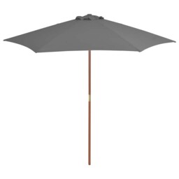 Outdoor Parasol With Wooden Pole Garden Umbrella Canopy Sunshade Tent