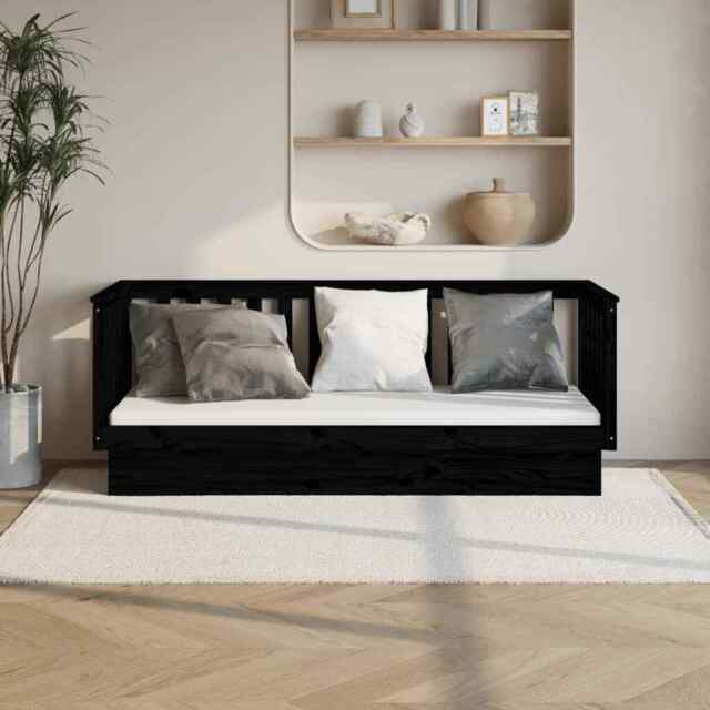 Day Bed Black 75x190 Cm Solid Wood Pine Vidaxl