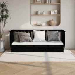 Day Bed Black 75x190 Cm Solid Wood Pine Vidaxl