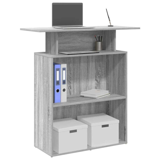 Reception Desk Grey Sonoma 100x40x104 Cm Engineered Wood Counter With