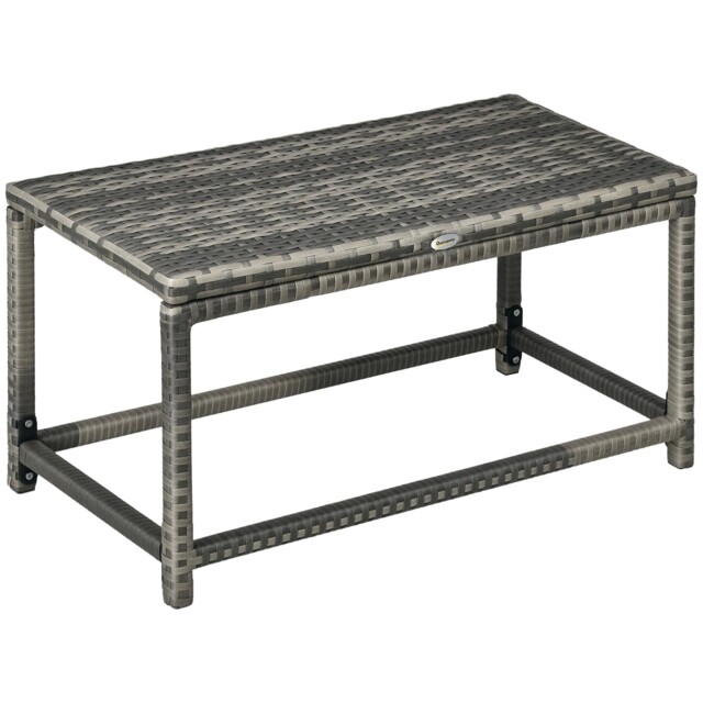 Outdoor Coffee Table W/ Plastic Board Under The Full Woven Table Top,