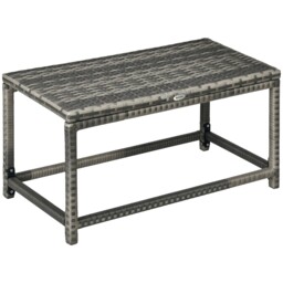 Outdoor Coffee Table W/ Plastic Board Under The Full Woven Table Top,