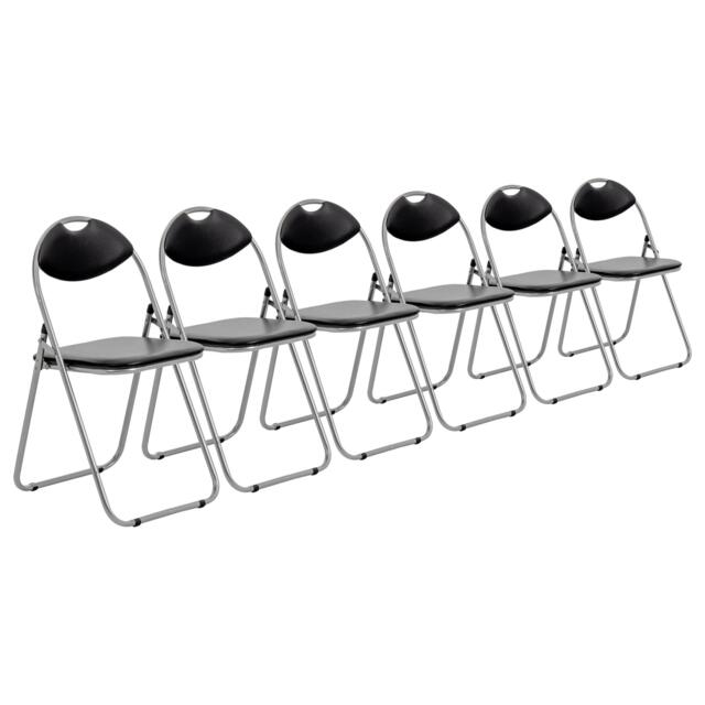 Padded Folding Chairs - Black/silver - Pack Of 6