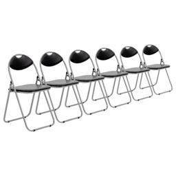 Padded Folding Chairs - Black/silver - Pack Of 6