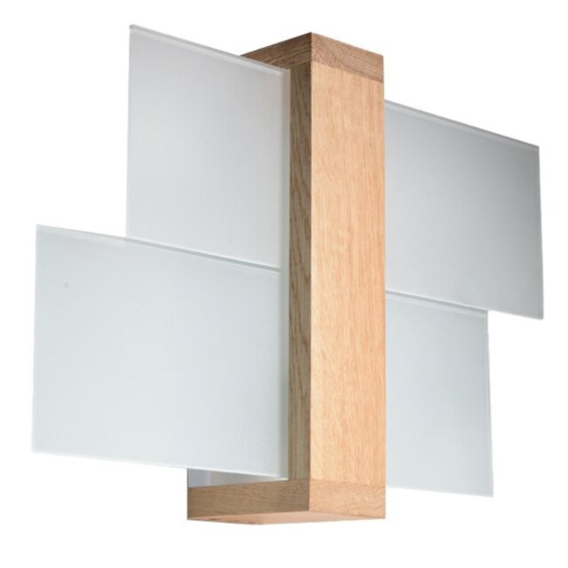 Modern Wall Lamp Feniks 1 Glass Natural Wood E27 Led Sollux Lighting