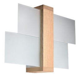 Modern Wall Lamp Feniks 1 Glass Natural Wood E27 Led Sollux Lighting