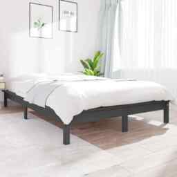 Bed Frame Grey 160x200 Cm Solid Wood Pine Vidaxl