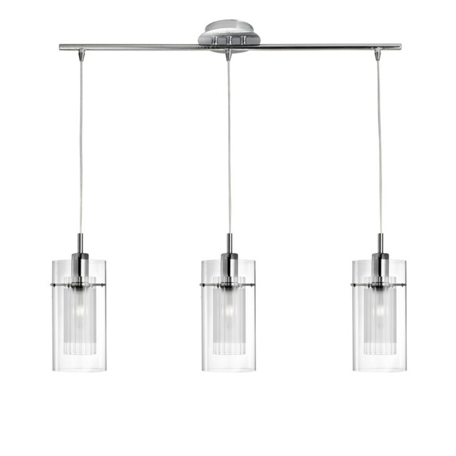 3 Lights Chrome Finish Ceiling Fitting Pendant Bar Light With Double
