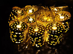 Konstsmide 10 Gold Led Metal Cylinder Christmas Party Lights Indoor