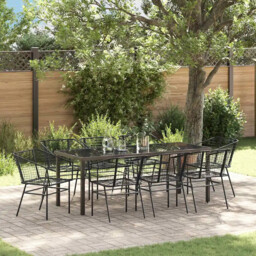 Garden Dining Set 9 Pcs Black Poly Rattan Vidaxl