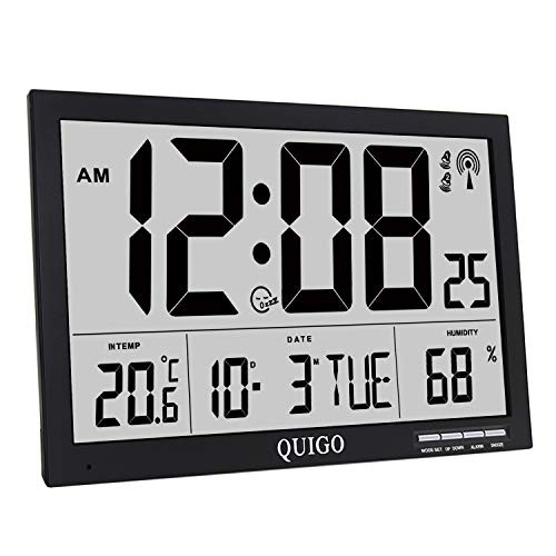 17'' Huge Digital Wall Clock Radio Controlled Temperature Humidity