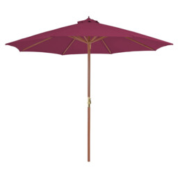 Garden Parasol 300 Cm Bordeaux Red Polyester Canopy Bamboo/hardwood