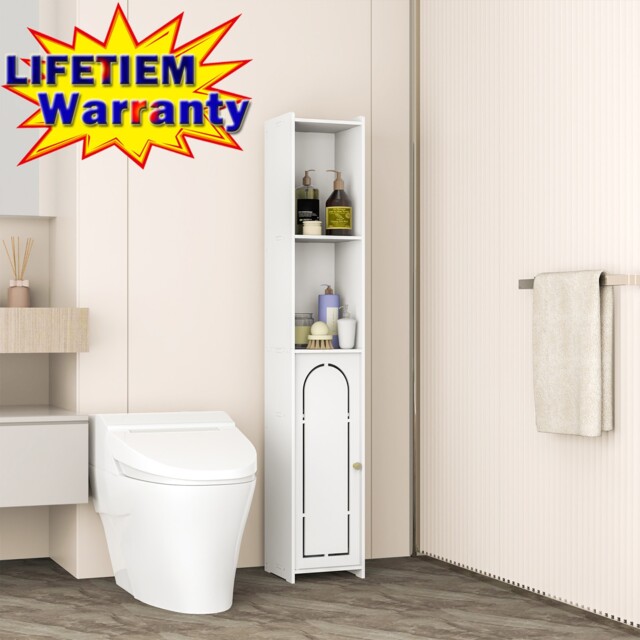 White Waterproof Free Standing Storage Cabinet Bathroom Storage
