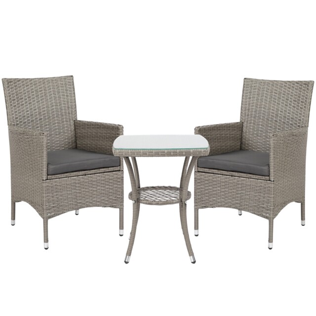 Outsunny Rattan Bistro Set Garden Chair Table Patio Outdoor, Light