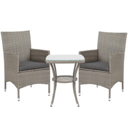 Outsunny Rattan Bistro Set Garden Chair Table Patio Outdoor, Light