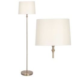 Modern Antique Brass Floor Lamp Standard Light With Cream Shade
