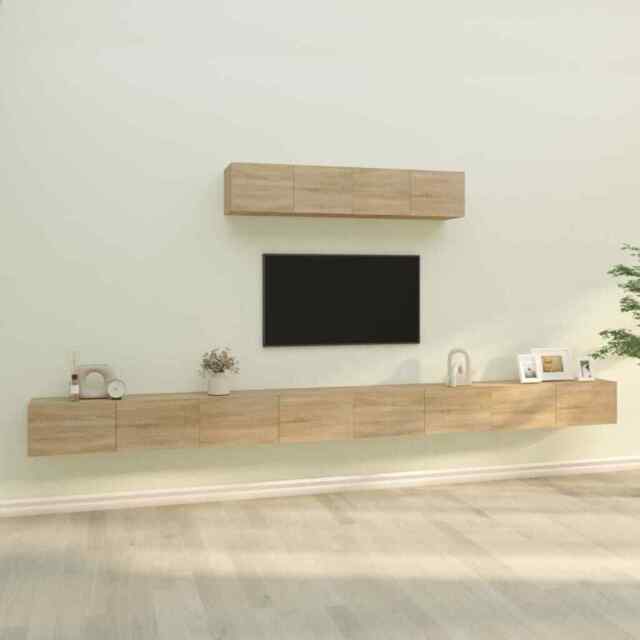 4 Piece Tv Cabinet Set Sonoma Oak Engineered Wood Vidaxl