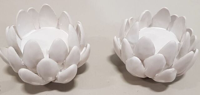 Tea Light Holders X4 High Quality Branded White Ceramic -the Vintage